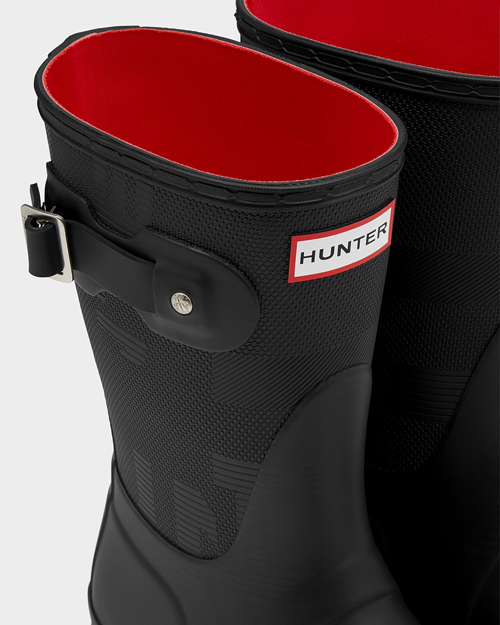 Womens Hunter Short Rain Boots Black - Original Exploded Logo Texture - 3496870-QW